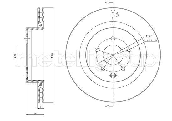 CIFAM 800-1171C: Piduriketas Ø: 322,0mm, õhutusega, Ø: 322,0mm, värvitud