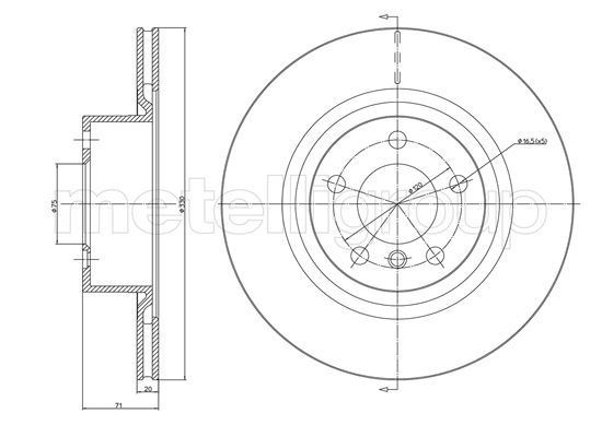 CIFAM 800-1261C: Disc de frână Ř: 330,0mm, ventilat, Ř: 330,0mm, lacuit