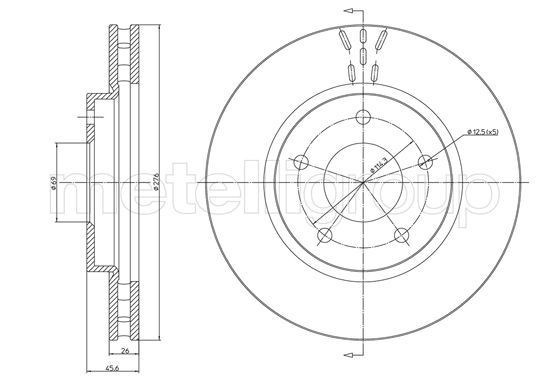 CIFAM 800-1269C: Piduriketas Ø: 276,0mm, õhutusega, Ø: 276,0mm, värvitud