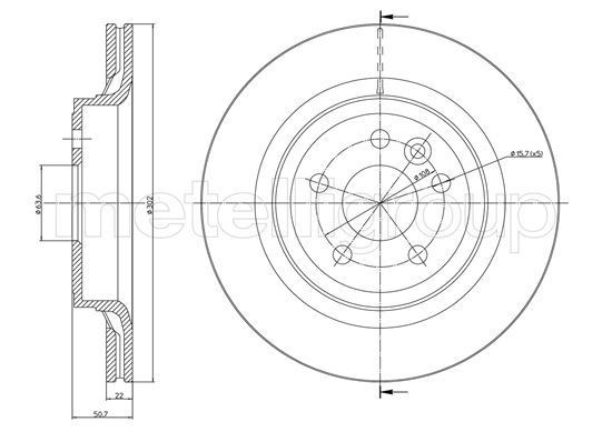 CIFAM 800-1273C: Piduriketas Ø: 302,0mm, õhutusega, Ø: 302,0mm, värvitud