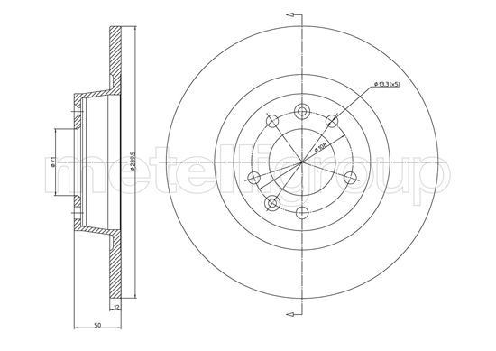CIFAM 800-1340C: Bromsskiva Ø: 290,0mm, full, Ø: 290,0mm, lackerad