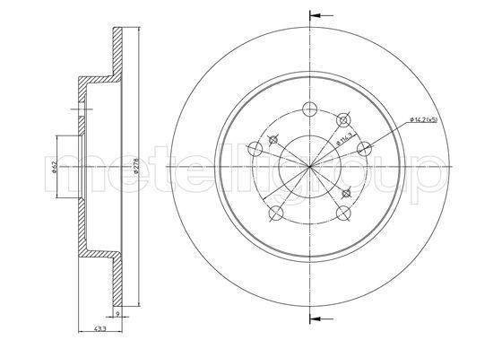 CIFAM 800-1398C: Disc de frână Ř: 278,0mm, plin, Ř: 278,0mm, lacuit