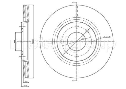 CIFAM 800-191: Piduriketas Ø: 265,8mm, õhutusega, Ø: 265,8mm