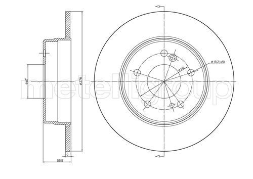 CIFAM 800-277C: Piduriketas Ø: 278,0mm, täis, Ø: 278,0mm, värvitud