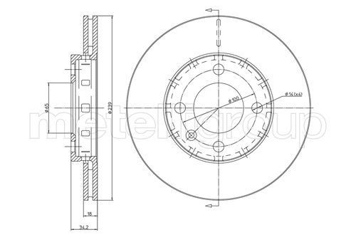 CIFAM 800-372: Piduriketas Ø: 239mm, õhutusega, Ø: 239mm