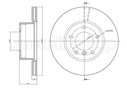 CIFAM 800-396C: Piduriketas Ø: 296,0mm, õhutusega, Ø: 296,0mm, värvitud