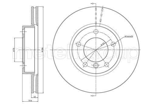 CIFAM 800-474C: Piduriketas Ø: 286,0mm, õhutusega, Ø: 286,0mm, värvitud