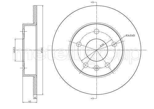 CIFAM 800-489C: Piduriketas Ø: 264,0mm, täis, Ø: 264,0mm, värvitud