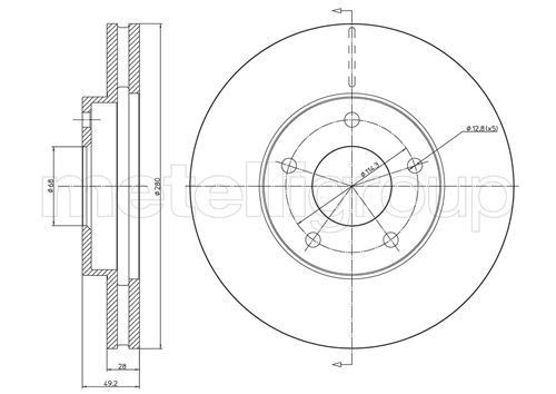 CIFAM 800-764C: Piduriketas Ø: 280,0mm, õhutusega, Ø: 280,0mm, värvitud