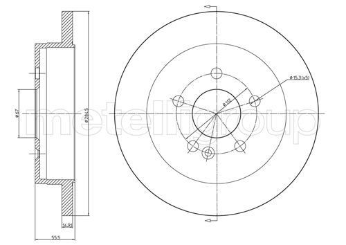 CIFAM 800-769C: Piduriketas Ø: 285,0mm, täis, Ø: 285,0mm, värvitud