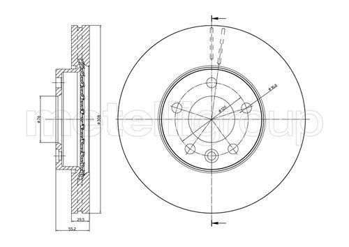 CIFAM 800-773C: Piduriketas Ø: 307,5mm, õhutusega, Ø: 307,5mm, värvitud