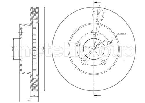 CIFAM 800-781C: Disc de frână Ř: 288mm, ventilat, Ř: 288mm, lacuit