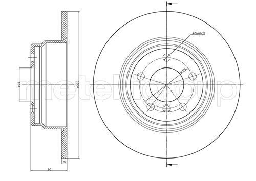 CIFAM 800-782C: Piduriketas Ø: 324,0mm, täis, Ø: 324,0mm, värvitud