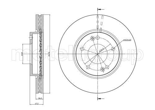 CIFAM 800-843C: Disque de frein Ø: 276,0mm, ventilé, Ø: 276,0mm, peint