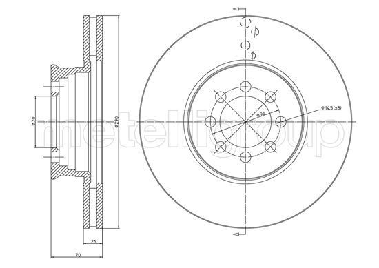 CIFAM 800-845C: Brzdový kotúč Ø: 276,0mm, vetraný, Ø: 276,0mm, lakovane