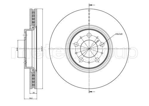 CIFAM 800-847C: Disc de frână Ř: 316,0mm, ventilat, Ř: 316,0mm, lacuit