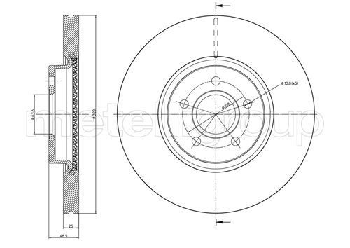 CIFAM 800-892C: Piduriketas Ø: 320,0mm, õhutusega, Ø: 320,0mm, värvitud