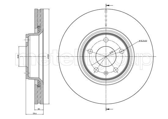 CIFAM 800-916C: Piduriketas Ø: 321,0mm, õhutusega, Ø: 321,0mm, värvitud