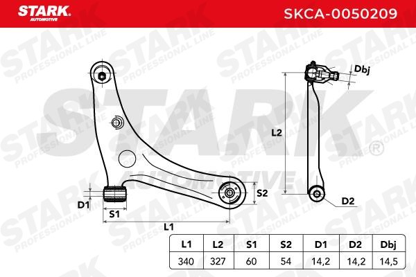 STARK SKCA-0050209: Õõtshoob, käändmik esisild vasakul, Raudplekk, koos kummlaagriga, koos mutriga