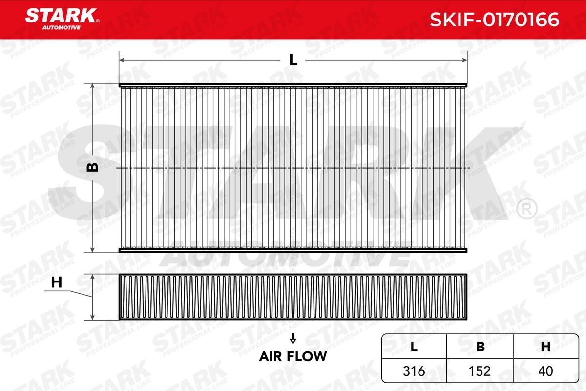 STARK SKIF-0170166: Filter, salongiõhk Partikkelfilter, Heljuvainefilter (HEPA)