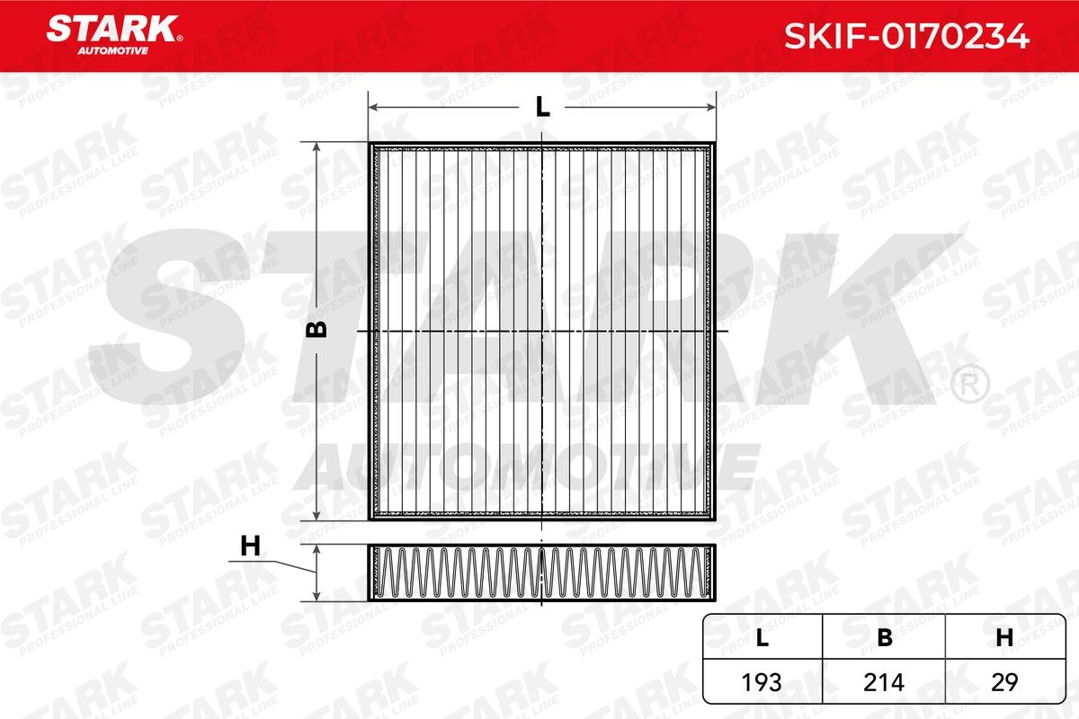 STARK SKIF-0170234: Filter, salongiõhk Aktiivsöefilter, Heljuvainefilter (HEPA)