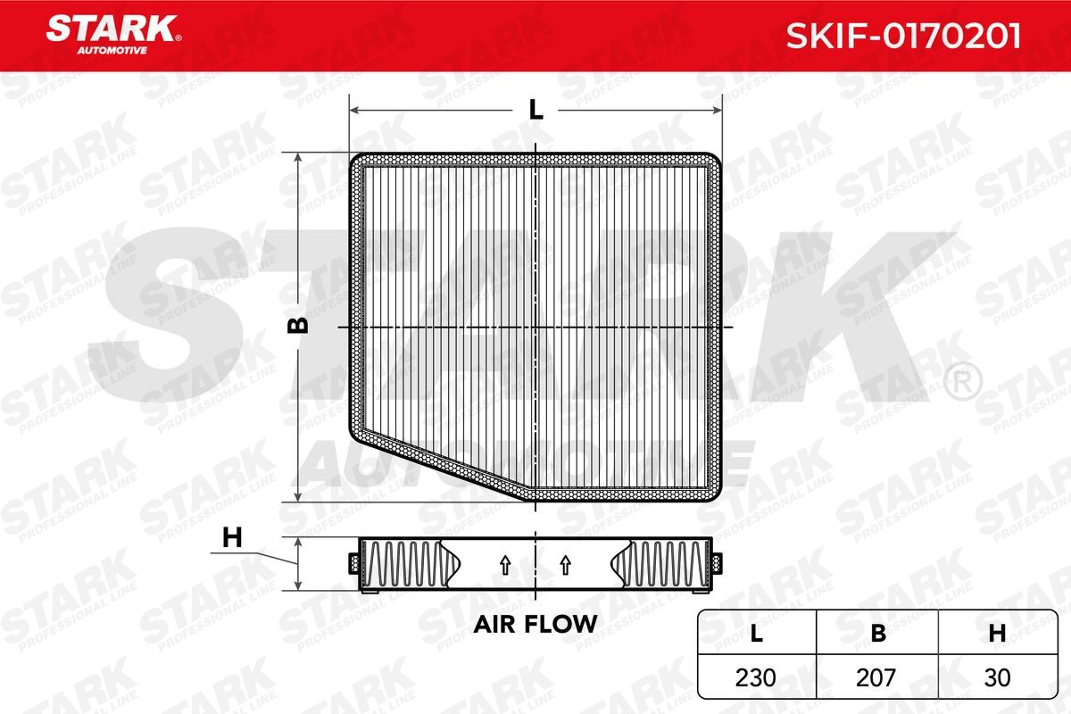 STARK SKIF-0170201: Filter, salongiõhk Aktiivsöefilter, Heljuvainefilter (HEPA)