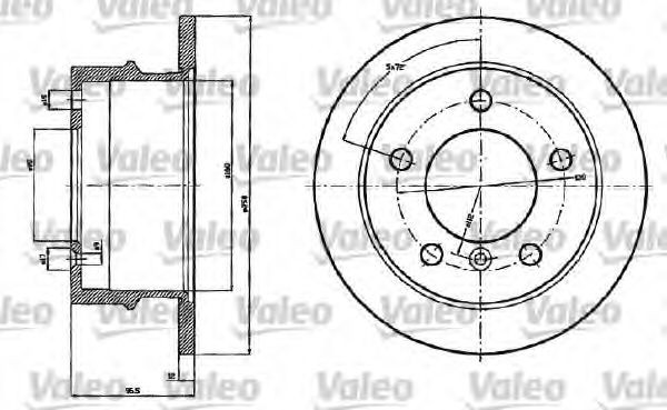 VALEO 187120: Piduriketas Tagasild, Ø: 258mm, täis, Ø: 258mm