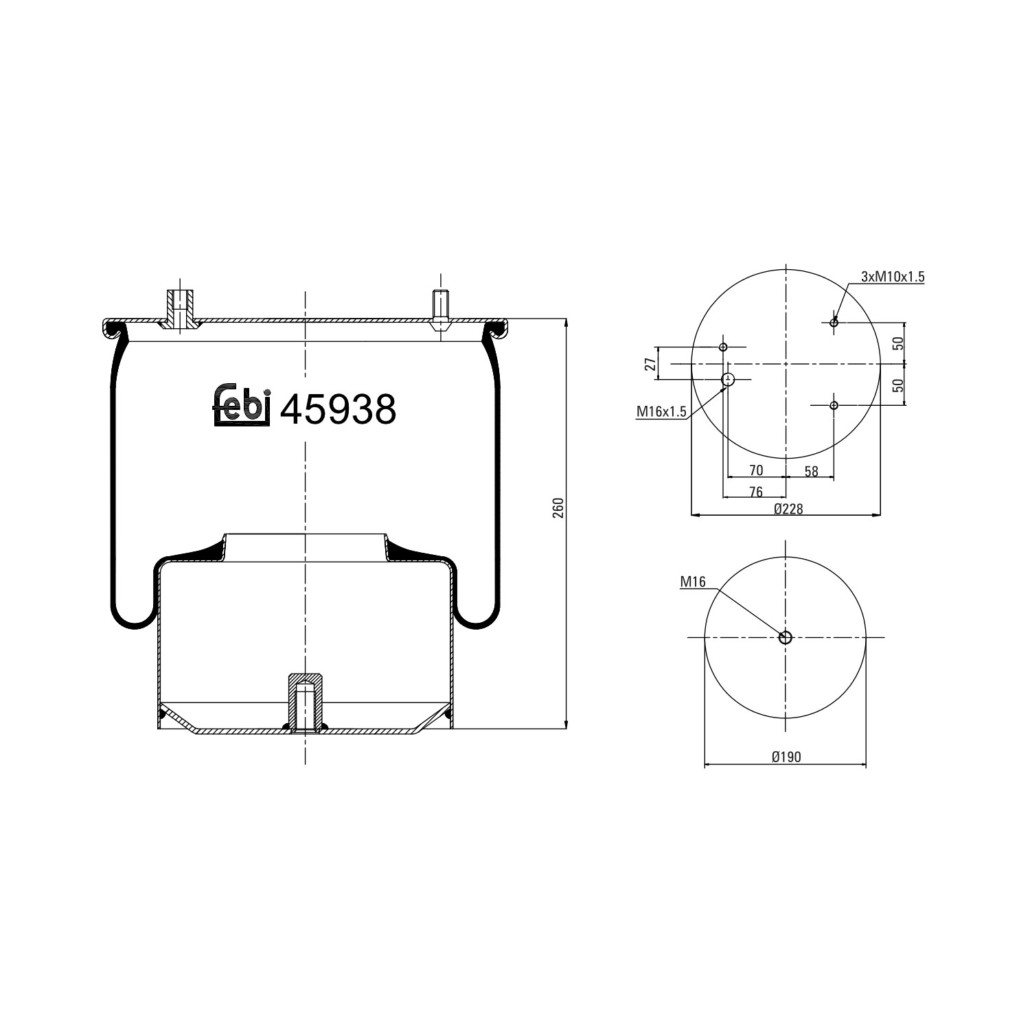 FEBI BILSTEIN 45938: Burduf, suspensie pneumatică
