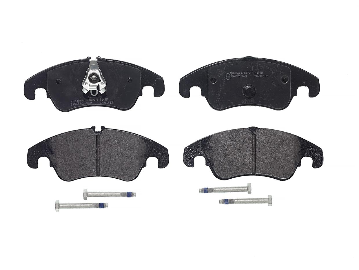 BREMBO P 24 161: Plăcuțe de frână PRIME LINE cu acceasorii, cu suruburi etrier, cu tabla anti scartait