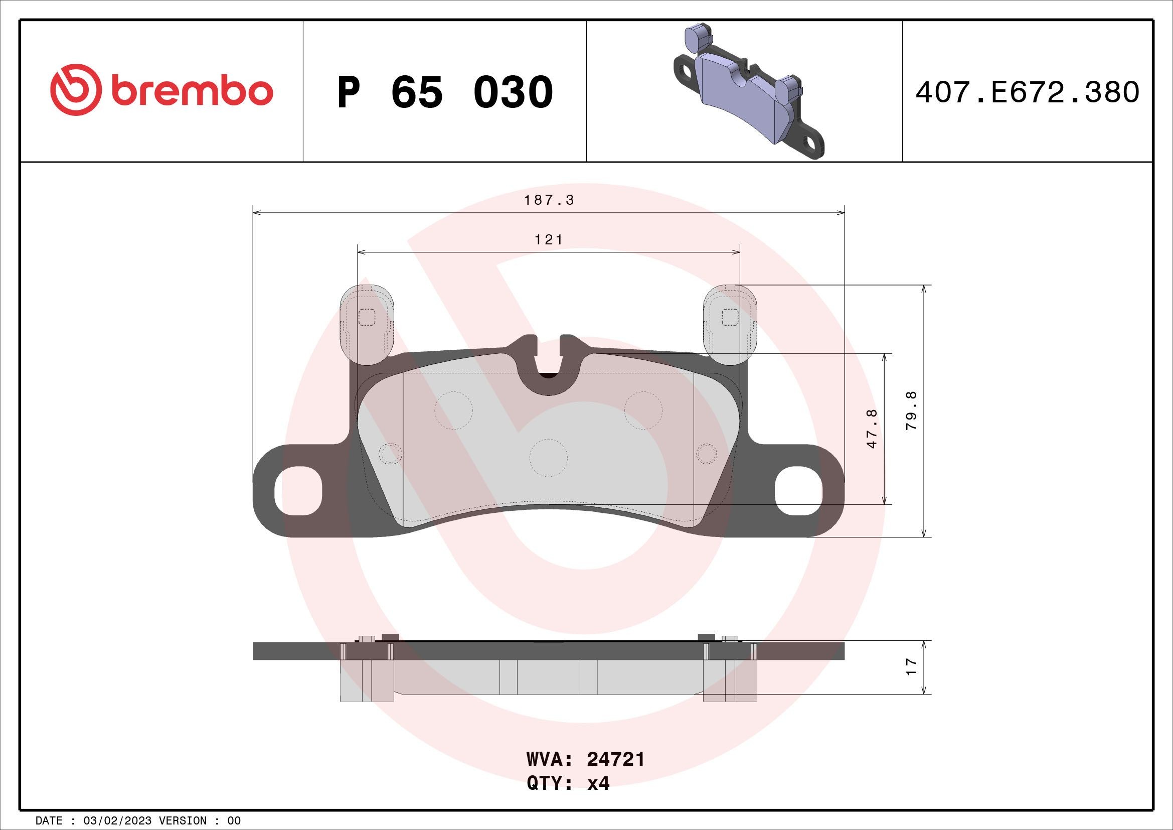 BREMBO P 65 030: Piduriklotsid PRIME LINE ilma lisavarustuseta, vastukaaluga, koos kokkusurumisvastase plekiga