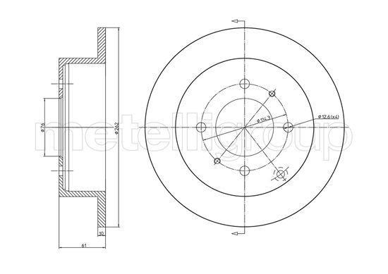 CIFAM 800-1207C: Piduriketas Ø: 262,0mm, täis, Ø: 262,0mm, värvitud