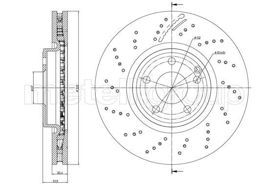 CIFAM 800-1279FC: Piduriketas Ø: 322,0mm, õhutusega, Ø: 322,0mm, värvitud
