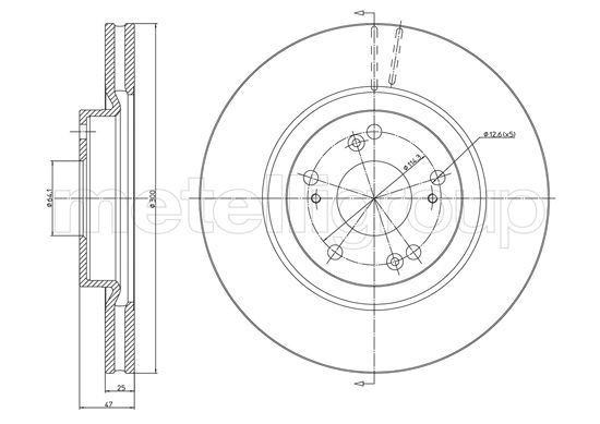 CIFAM 800-1356C: Piduriketas Ø: 300,0mm, õhutusega, Ø: 300,0mm, värvitud