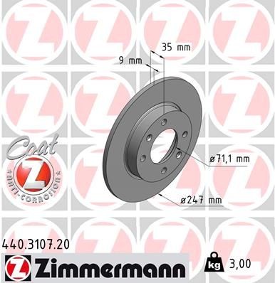 ZIMMERMANN 440.3107.20: Piduriketas Ø: 247mm, täis, Ø: 247mm, kaetud COAT Z