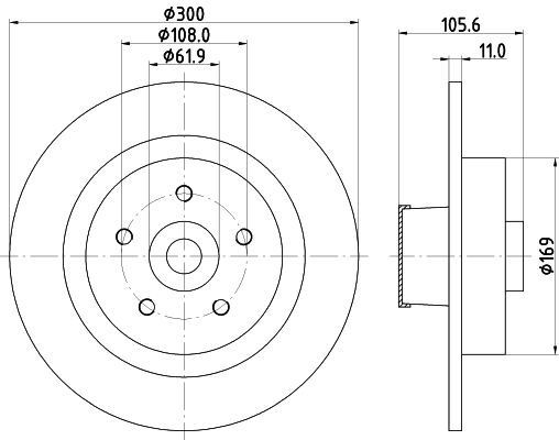 MINTEX MDC2620: Piduriketas Ø: 300mm, täis, Ø: 300mm, teljemutriga, koos integreeritud magnetilise anduriga, koos rattalaagriga, ilma rattakinnituspoltideta, koos rattakeskmega