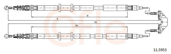 COFLE 11.5953: Cablu, frana de parcare spate, 1735/1550+1760/1580mm, 1735/1550+1760/1580mm