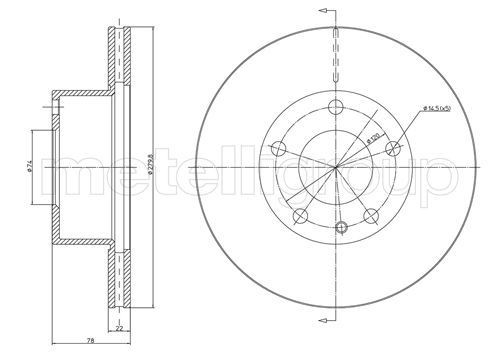 METELLI 23-0061: Piduriketas Ø: 257,0mm, õhutusega, Ø: 257,0mm