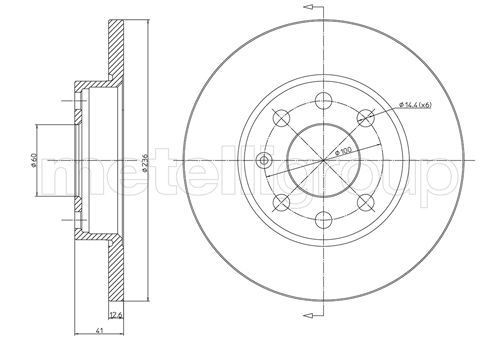 METELLI 23-0080: Piduriketas Ø: 236,0mm, täis, Ø: 236,0mm