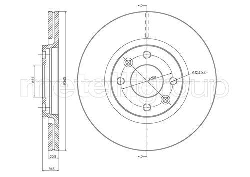METELLI 23-0152: Piduriketas Ø: 265,0mm, õhutusega, Ø: 265,0mm