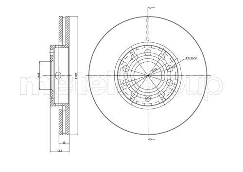 METELLI 23-0262C: Piduriketas Ø: 288mm, õhutusega, Ø: 288mm, värvitud