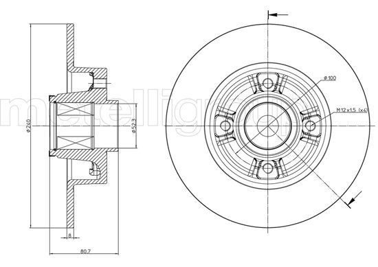 METELLI 23-0399: Disc de frână Ř: 316,0mm, ventilat, Ř: 316,0mm