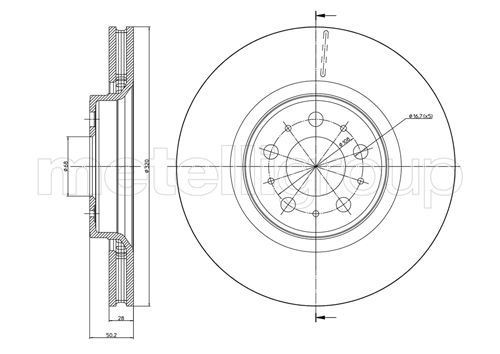 METELLI 23-0536: Disc de frână Ř: 219,0mm, plin, Ř: 219,0mm
