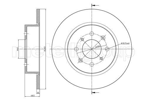 METELLI 23-0612C: Piduriketas Ø: 260,0mm, täis, Ø: 260,0mm, värvitud