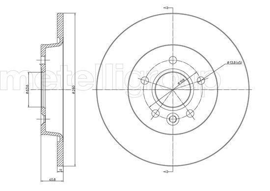 METELLI 23-0686C: Piduriketas Ø: 280,0mm, täis, Ø: 280,0mm, värvitud