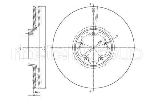 METELLI 23-0702: Disc de frână Ř: 294,0mm, ventilat, Ř: 294,0mm