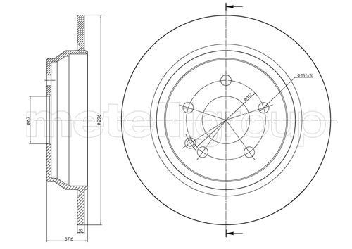 METELLI 23-0712: Piduriketas Ø: 296,0mm, täis, Ø: 296,0mm