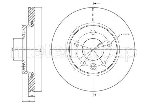 METELLI 23-0728: Piduriketas Ø: 294,0mm, õhutusega, Ø: 294,0mm