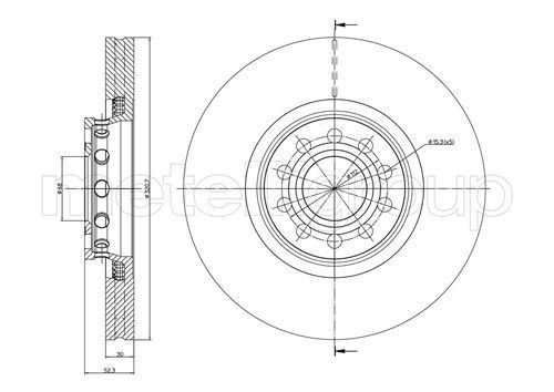 METELLI 23-0747C: Piduriketas Ø: 321,0mm, õhutusega, Ø: 321,0mm, värvitud