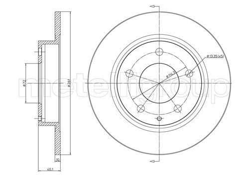 METELLI 23-0786: Piduriketas Ø: 261,0mm, täis, Ø: 261,0mm