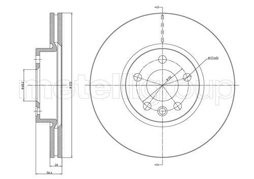METELLI 23-0792: Piduriketas Ø: 313,0mm, õhutusega, Ø: 313,0mm